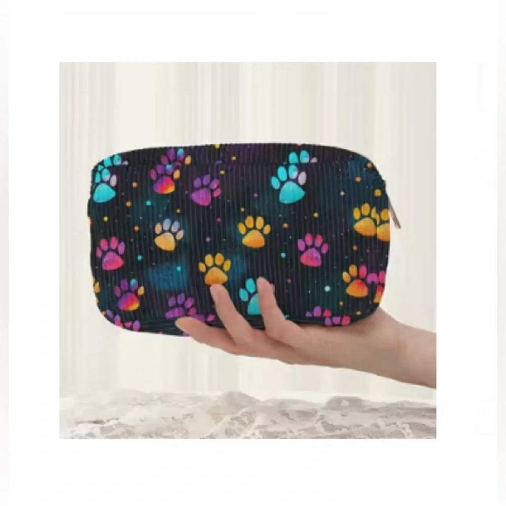Galaxy Paw Print 🐾 Multicolored Travel Cosmetic Case & Pouch
